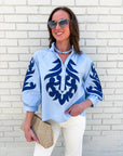 Blush Peony Top-Blue