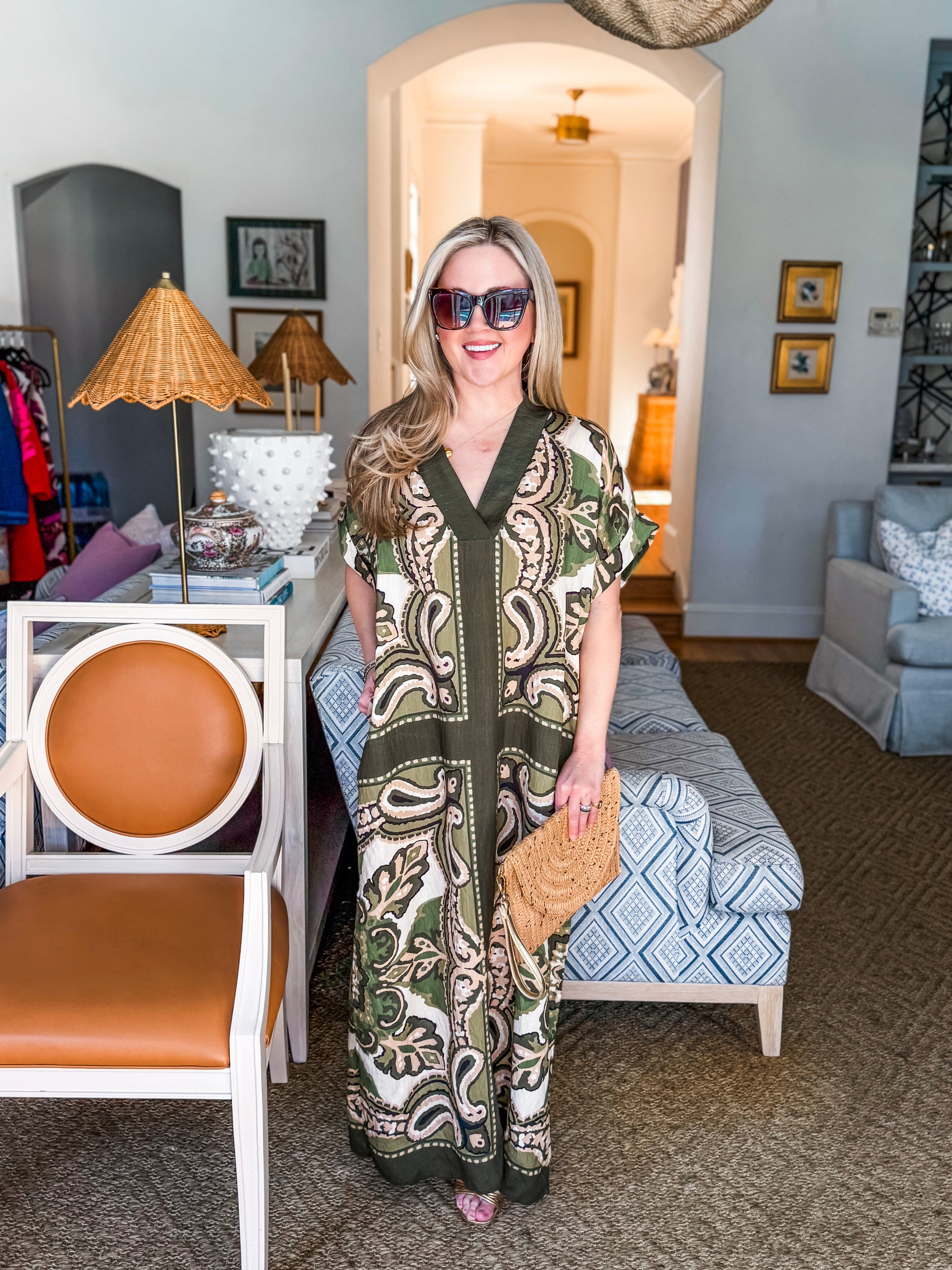 The Marbella Paisley Maxi Dress-Olive