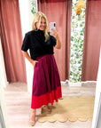 Fairmont Colorblock Skirt-Port/Red