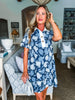 Blossom Floral Bliss Mini Dress-Navy
