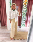 Zaria Mandarin Collar Top-White
