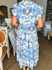 Villa Charm Floral Midi Dress-Blue