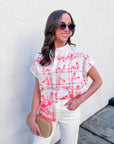 Sunset Picnic Button Down Top-Red