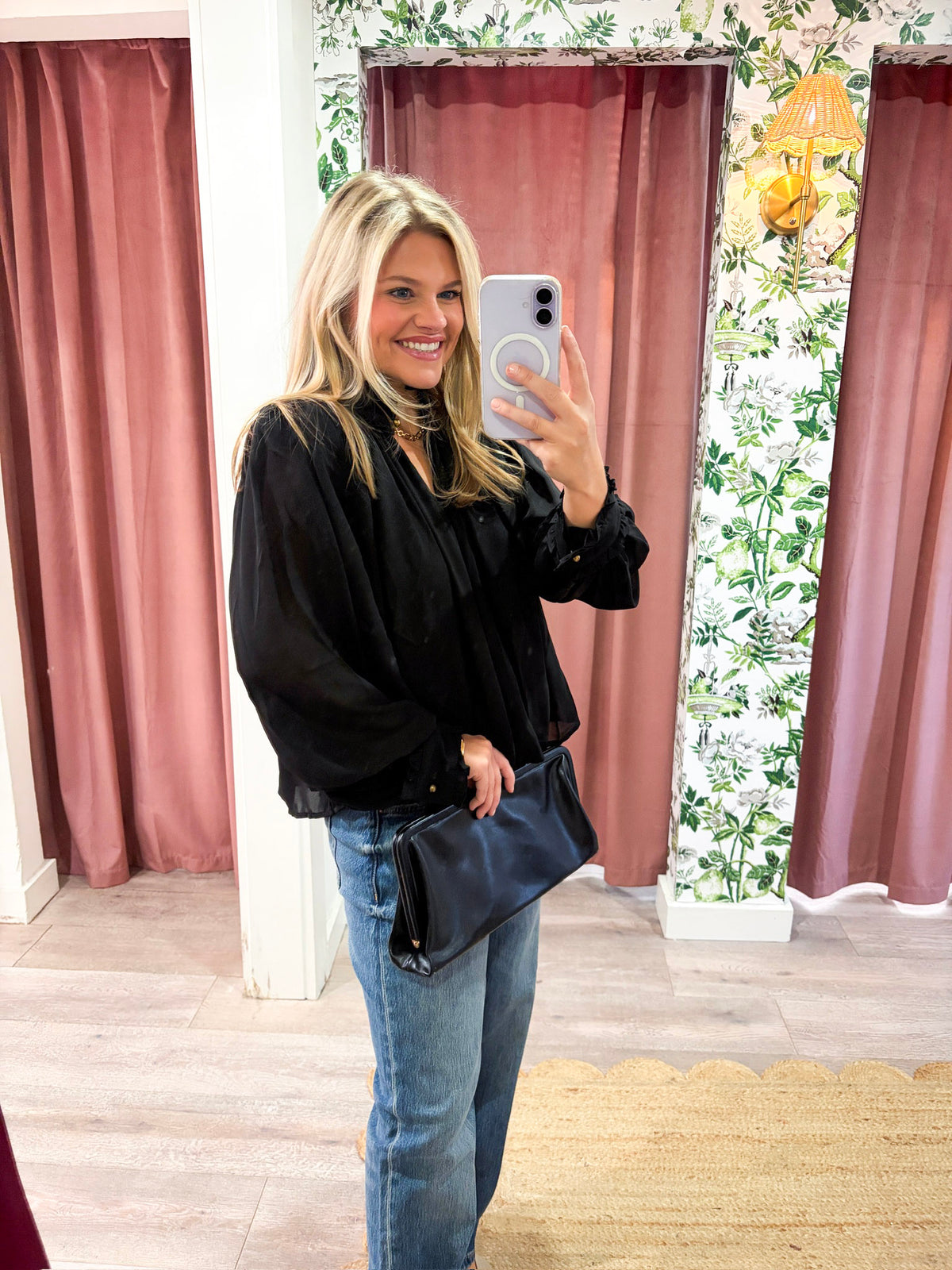 Francesca Puff Sleeve Top-Black