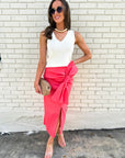 Coral Crush Midi Skirt