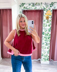 Soft Motion Knit Top-Burgundy