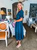 In the Moment Eyelet Midi Dress-Teal