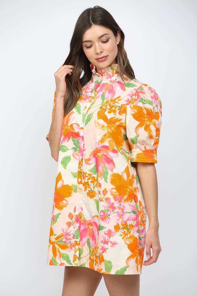 Spring Lily Button Down Mini Dress