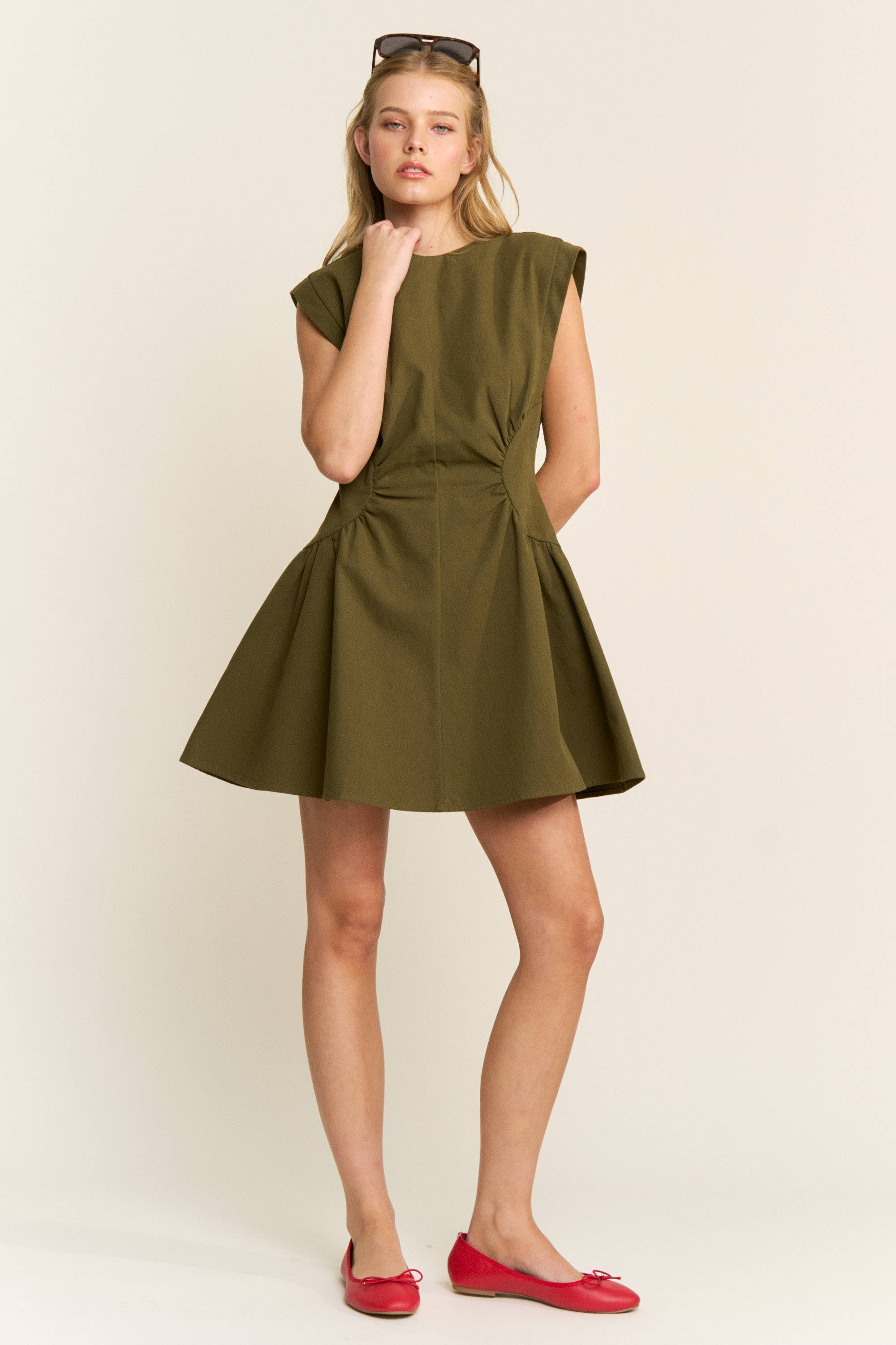 PREORDER: Sweet Afternoons Mini Dress-Olive
