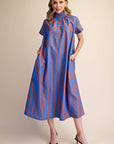 The Iconic Stripe Midi Dress-Royal