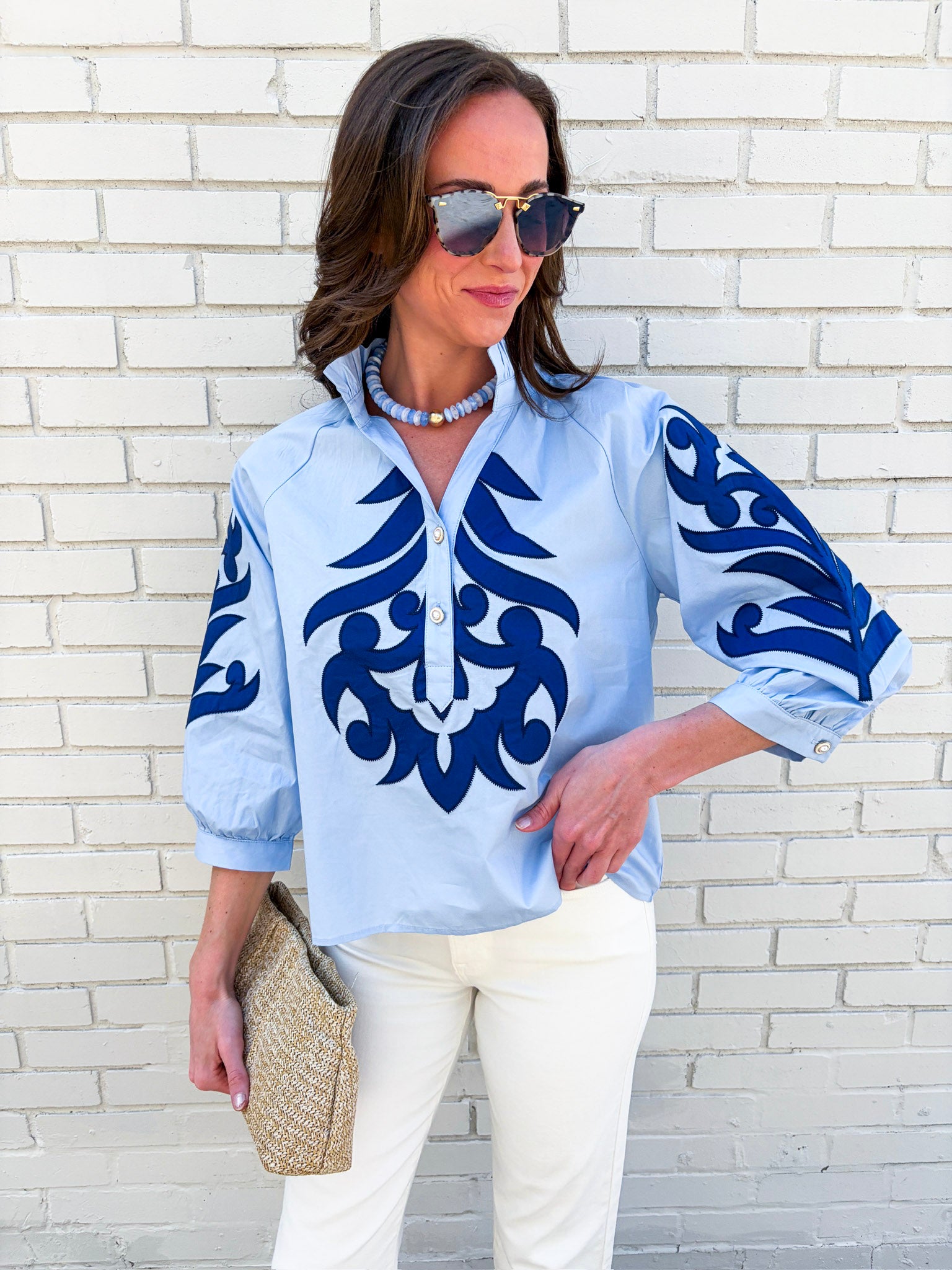 Blush Peony Top-Blue