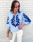 Blush Peony Top-Blue