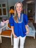 My Muse Embroidered Top-Indigo