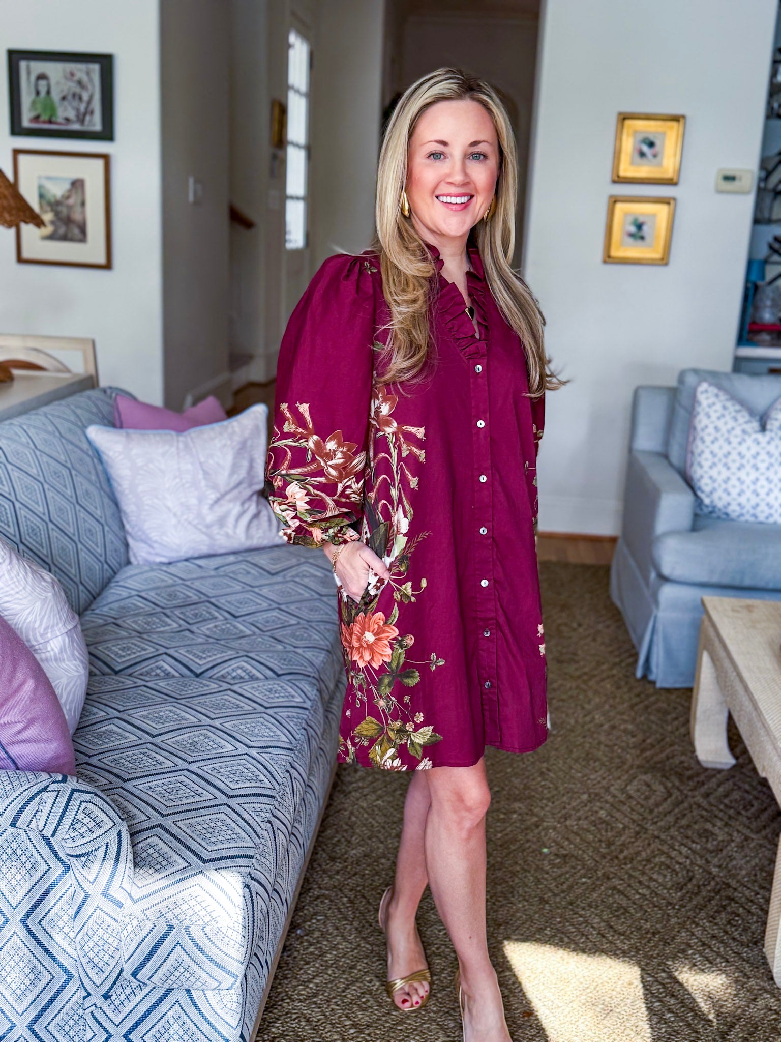 Crimson Petal Mini Dress-Burgundy