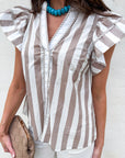 Weekend Wander Stripe Top-Taupe