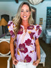 Renaissance Love Jacquard Top-Pink/Burgundy