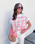 Sunset Picnic Button Down Top-Red