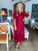 In the Moment Eyelet Midi Dress-Garnet