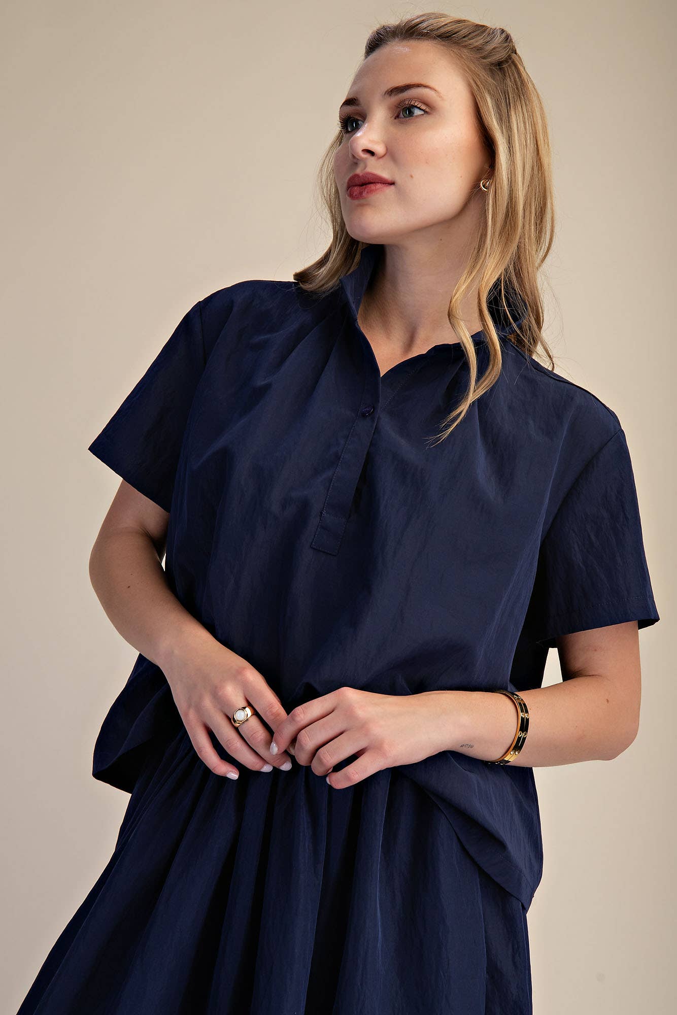 Better Basic Collared Top-Navy