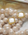 Aefa Square Pearl Stud Earrings