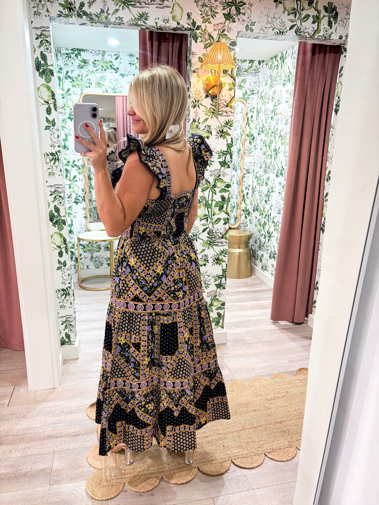 Sweet Spell Floral Midi Dress-Navy