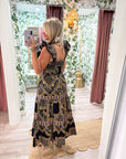 Sweet Spell Floral Midi Dress-Navy