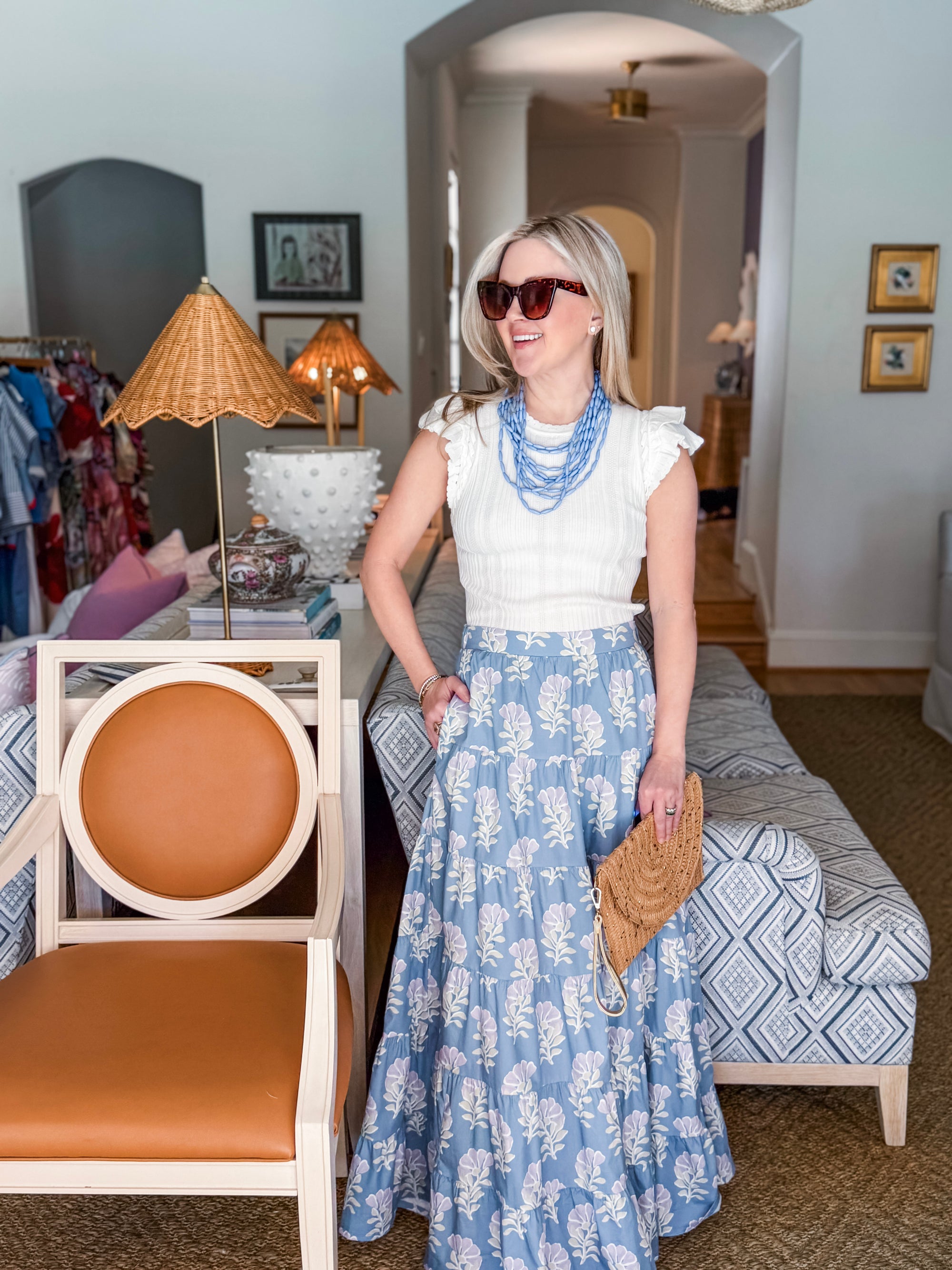 Paris Charm Ruffled Knit Top-White