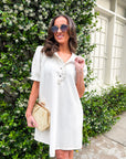 She’s Gone Country Denim Dress-Cream