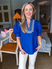 My Muse Embroidered Top-Indigo