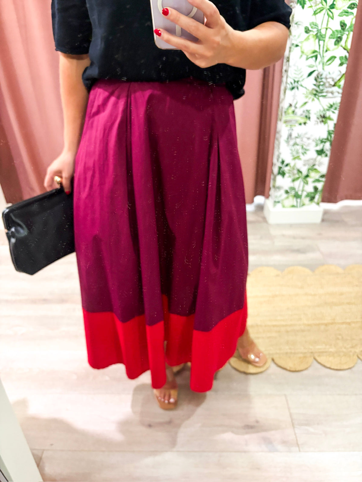 Fairmont Colorblock Skirt-Port/Red