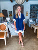 Let's Get Away Mini Dress-Navy