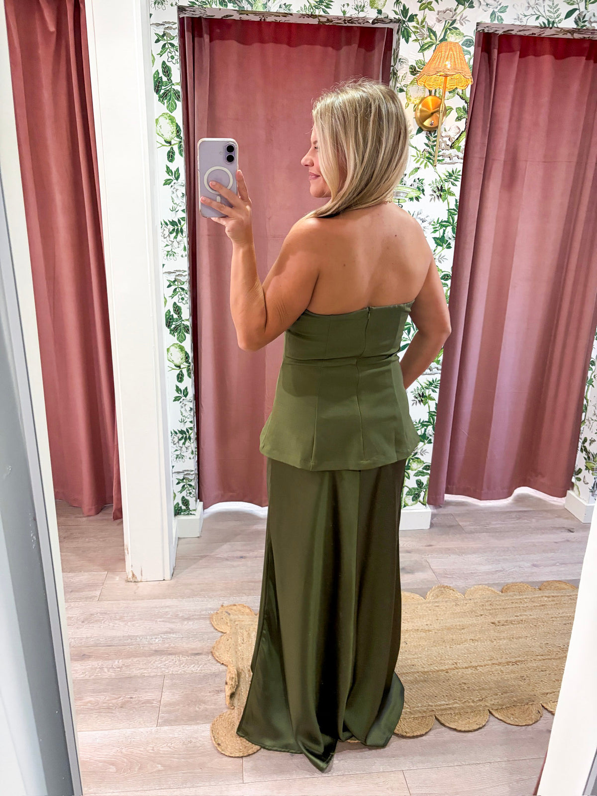 Satin Siren Maxi Dress-Olive