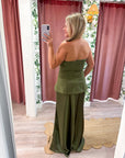 Satin Siren Maxi Dress-Olive