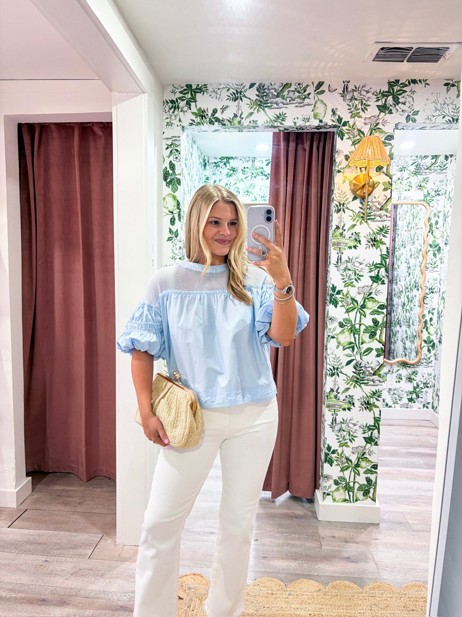 Sheer Romance Bubble Top-Sky Blue