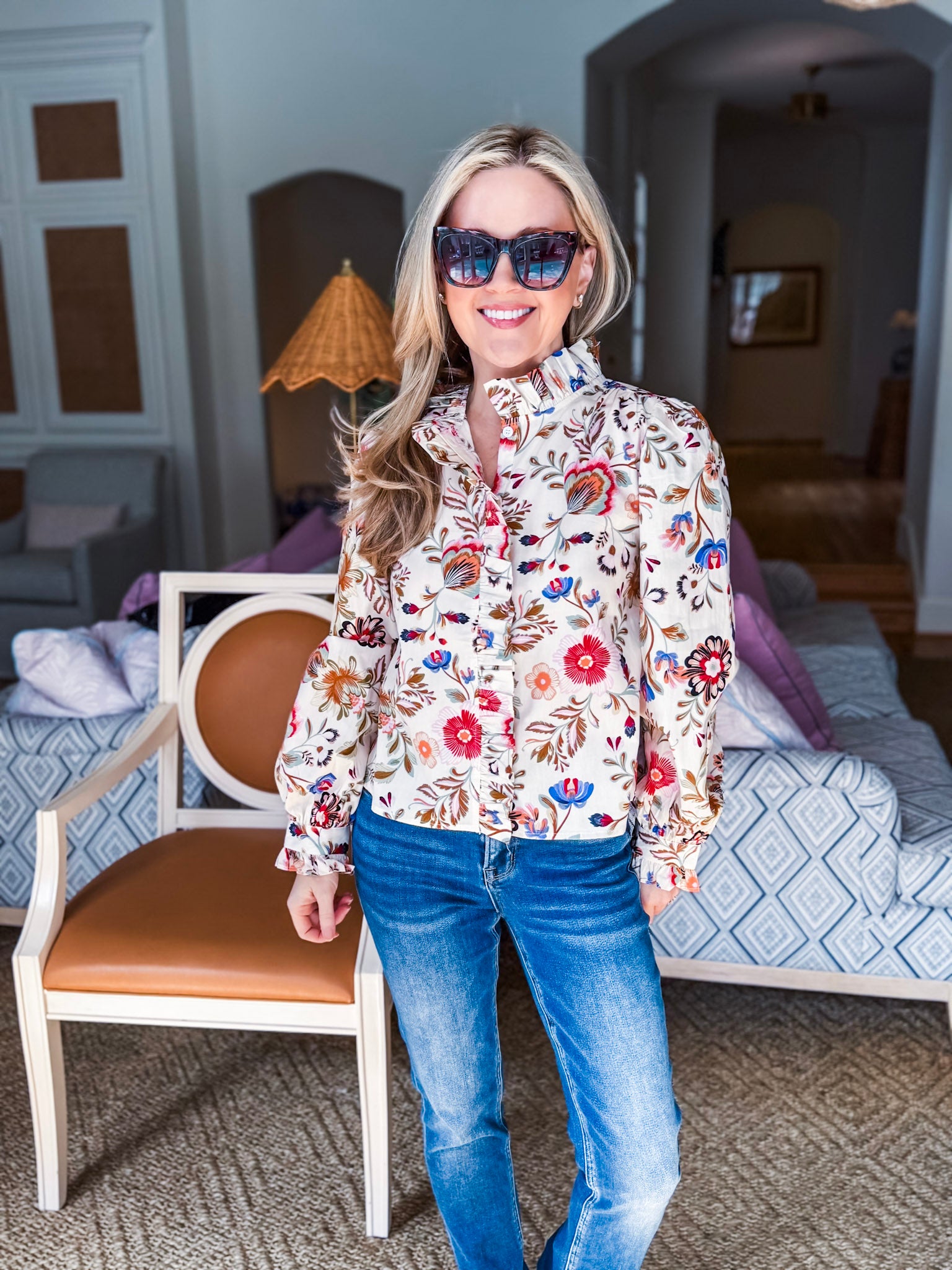 Rustic Romance Floral Top- Cream