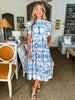 Villa Charm Floral Midi Dress-Blue