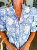 Bluebell Charm Floral Top-Indigo