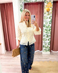 The Mandarin Lace Top-Cream