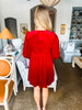 PREORDER: Glow Bow Velvet Dress- Red