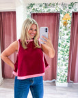 Soft Motion Knit Top-Burgundy