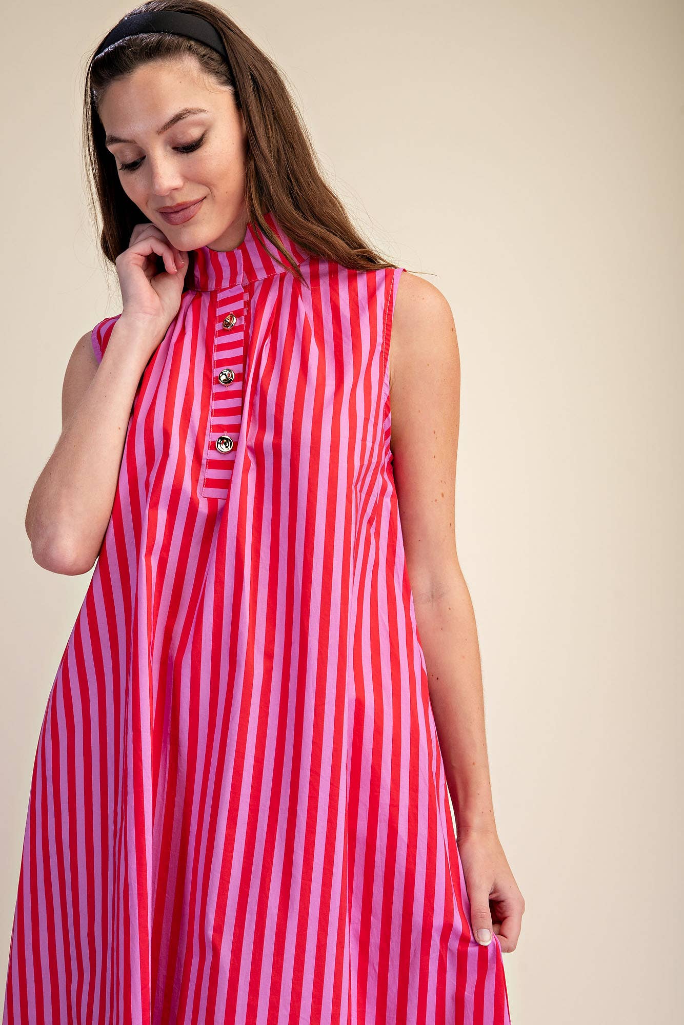 Nantucket Stripe Maxi Dress-Pink