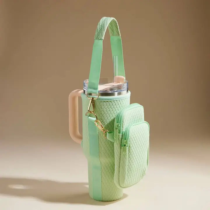 Quilted Tumbler Crossbody Bag- Sage