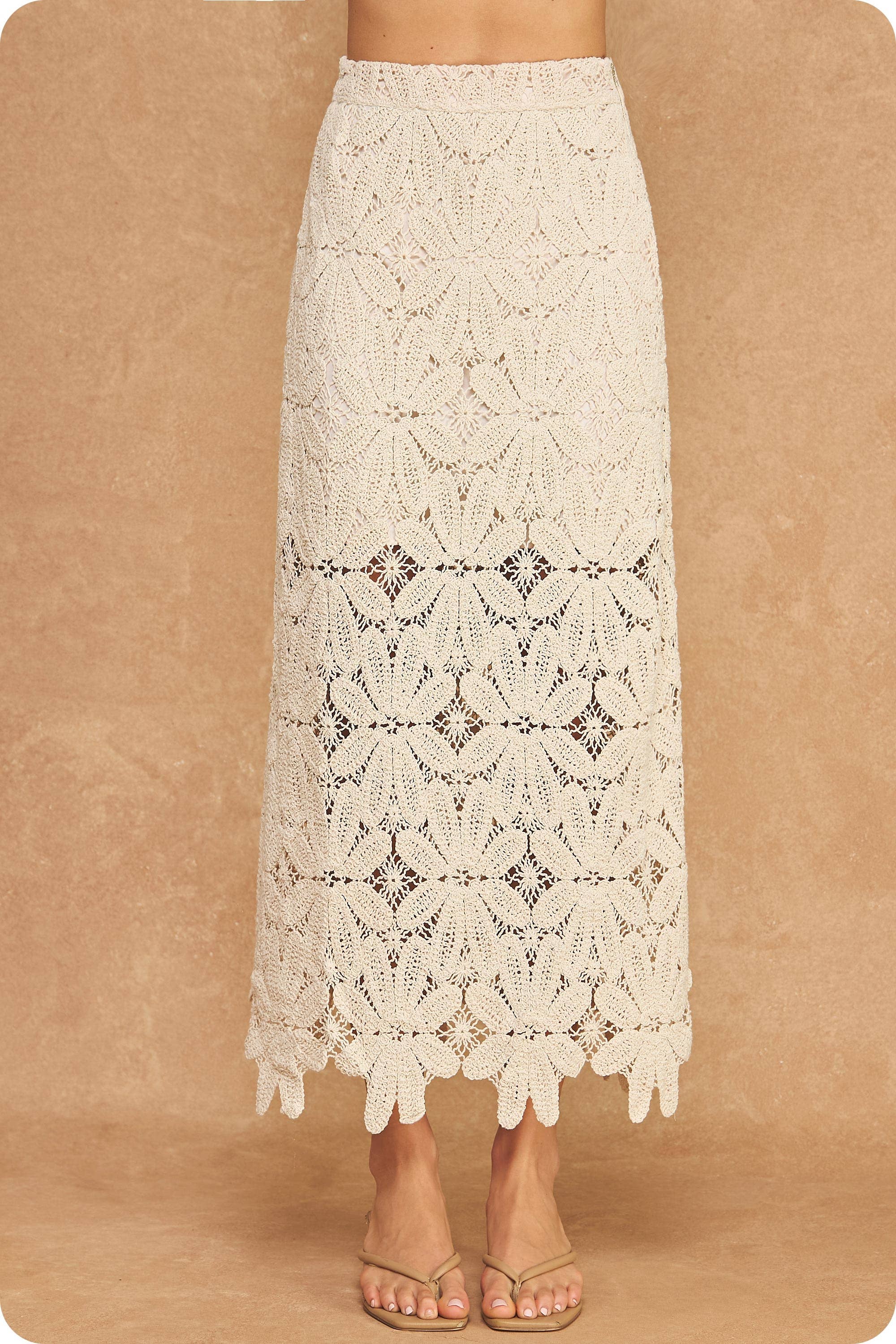 Wisteria Crochet Midi Skirt