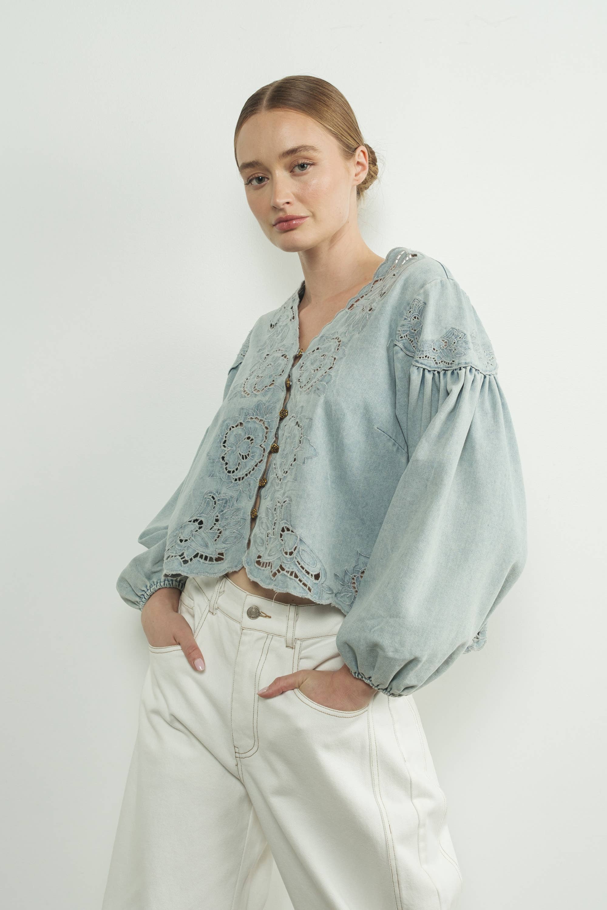 Bay Breeze Denim Top-Denim