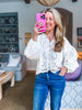 Bay Breeze Denim Top-Off White