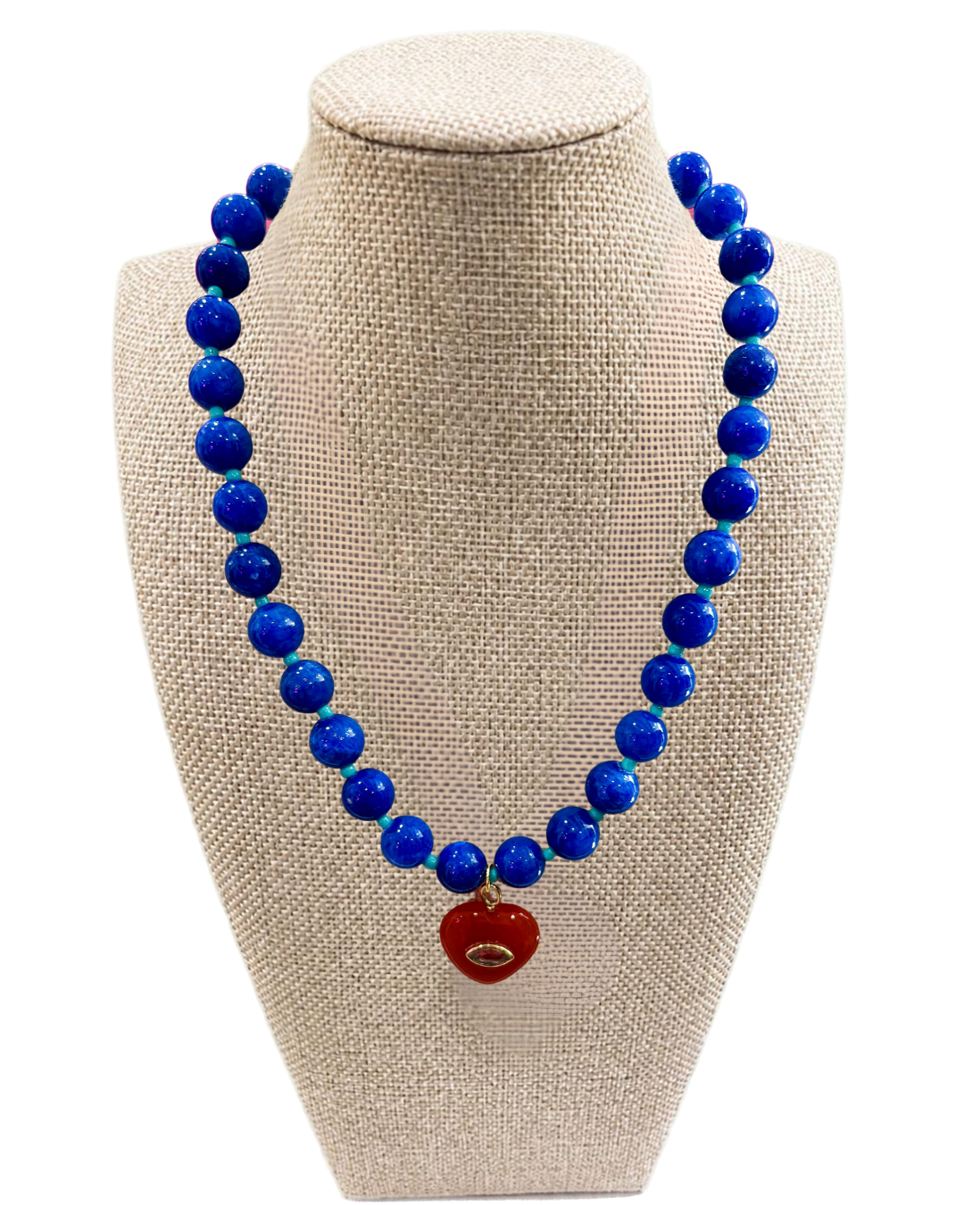 Candy Heart Beaded Necklace-Cherry Crush