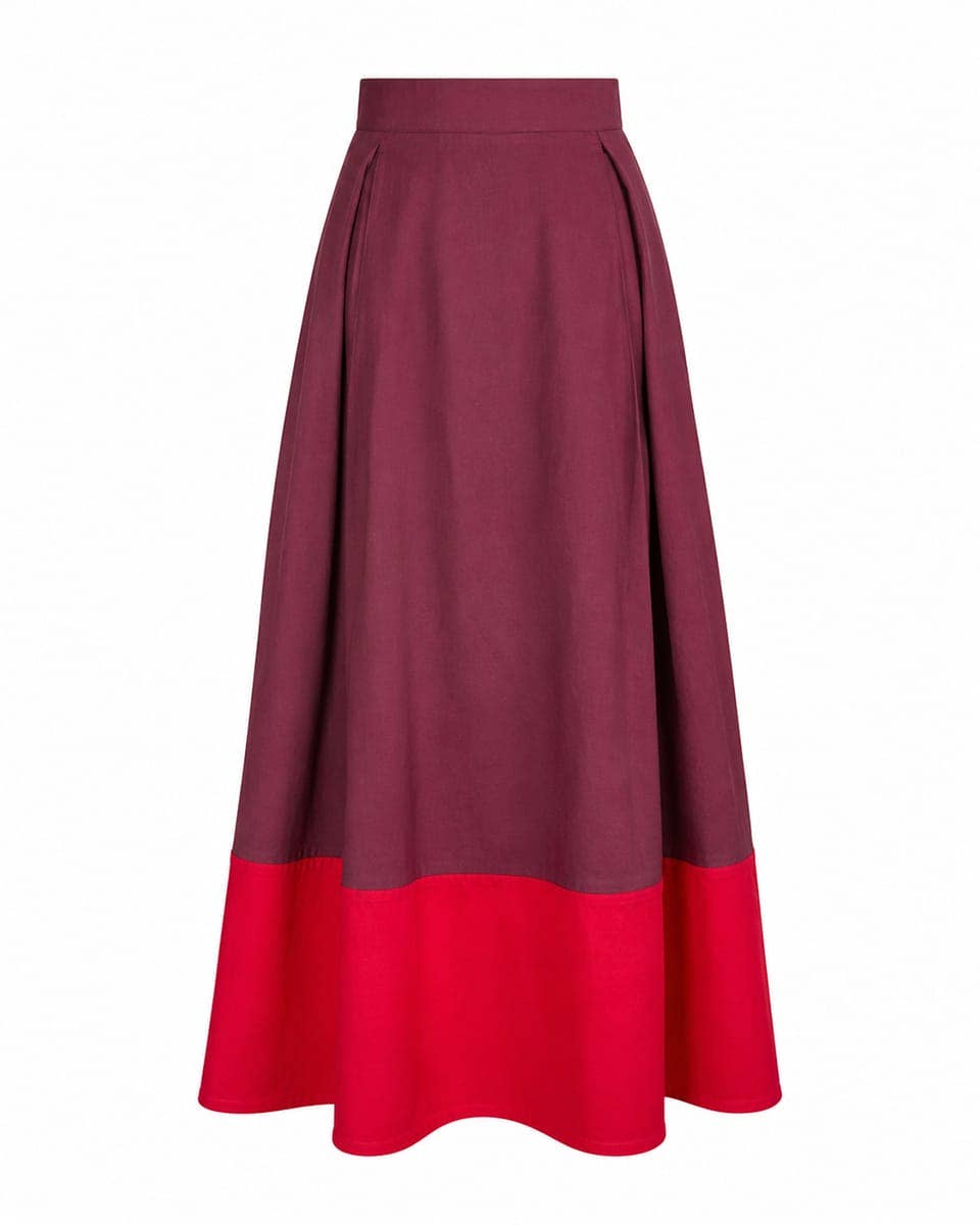 Fairmont Colorblock Skirt-Port/Red