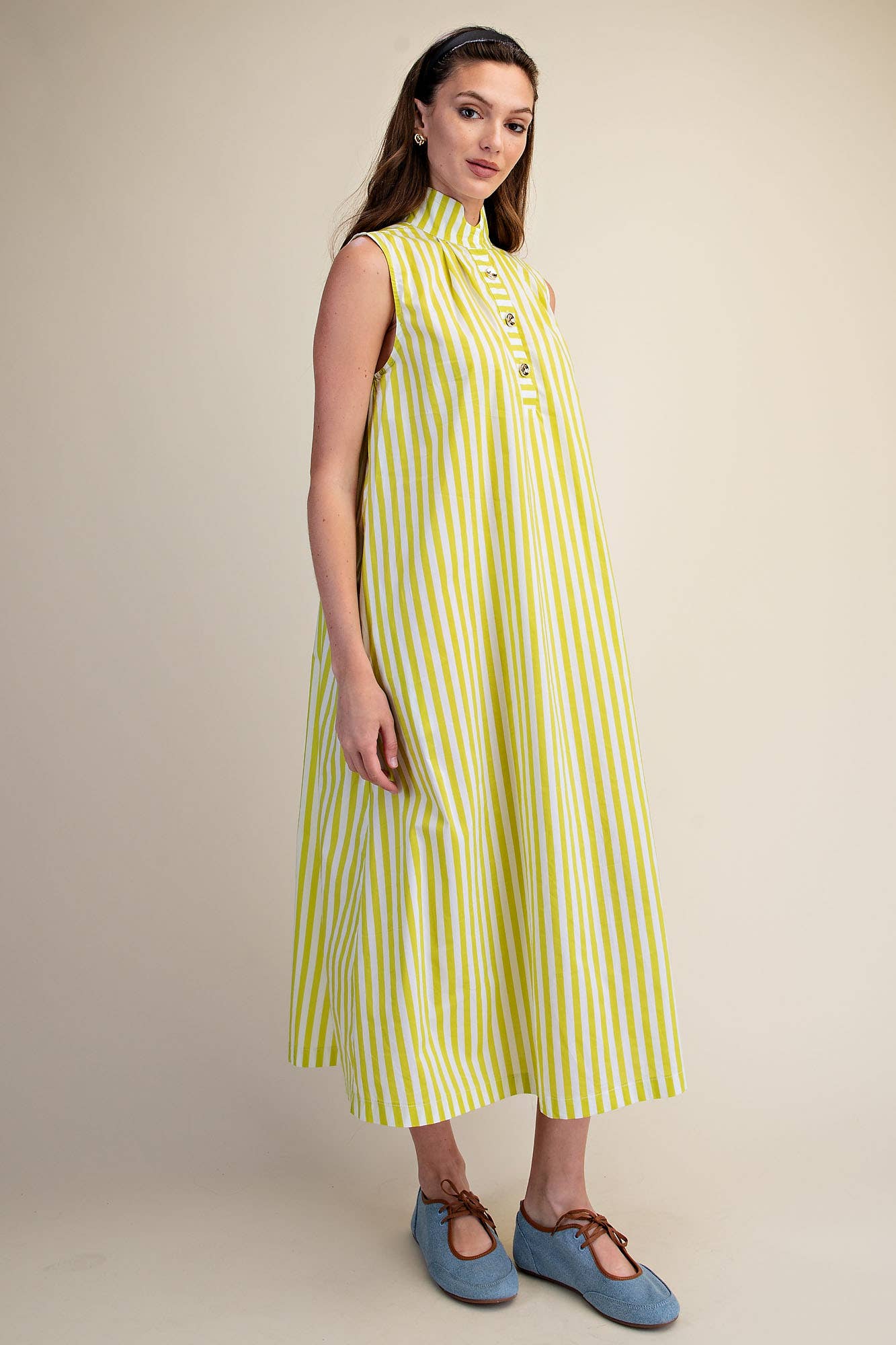 Nantucket Stripe Maxi Dress-Lime