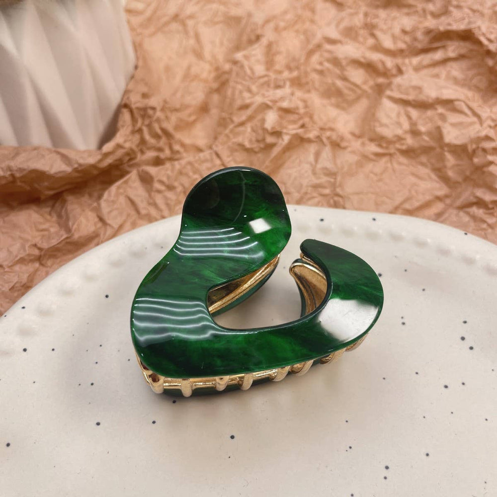 Irregular Metal Hair Clip-Green