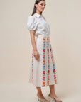 Floral Harmony Embroidered Midi Skirt